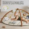Blissful Diary Baby Play Gym & Activity Mat, Leaf Shaped Baby Tummy Time Play Mat with 6 Detachable Toys, Promotes Motor Skills & Sensory Development, Newborn Baby Essentials Gift, Oatmeal Beige view 2