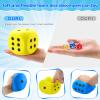 Zomiboo 2 Pcs 3.93'' Large Foam Dice for Classroom Jumbo 6 Sided Giant Dice Casino Party Decoration Squeeze Anxiety Stress Relieve Toy Gifts for Valentine's Day Adults Kids Board Game, Blue Yellow view 2