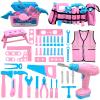 Kids Tool Set 55Pcs Tool Box Toddler Tool Kit for Girls Play Tools Toy with Tool Belt Electronic Toy Drill Safety Vest Pretend Play Construction Toy for Girls Boys Ages 3 4 5 6 7 Years Old view 1