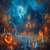 1000 Adult Puzzle Pieces, Candlelight Bat Ghost House, Suitable for Halloween Scenery Puzzle Gifts for Men, Women, and The Elderly view 1