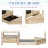 Children's Sandbox, Boat-Shaped Sandbox, Flag, Rudder, Blackboard and 2 Side Seats, Shade, Foldable Design, Smooth Surface, Suitable for Children Aged 3 to 8, Natural and Blue Colors view 4