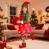 Dormstop Elf Costume for Girls Child Holiday Elf Costume Dress with LED Light up (5-6 Years) view 3