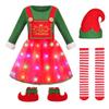 Dormstop Elf Costume for Girls Child Holiday Elf Costume Dress with LED Light up (5-6 Years) view 4