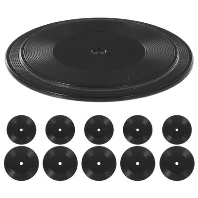 LOGOFUN 12 Pcs Dollhouse Vinyl Record Miniature Vinyl Record Models Mini Vinyl Record Props for Dollhouse Scene Decorations - Black