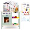 Wooden Play Kitchen for Toddlers 1-3, Kids Children Pretend Toy Kitchen Playset, Toys Kitchen with Realistic 24 Pieces Toy Accessory, Cutting Play Food Toys Gifts for Ages 3-8 Girls Boys view 1