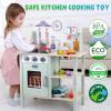 Wooden Play Kitchen for Toddlers 1-3, Kids Children Pretend Toy Kitchen Playset, Toys Kitchen with Realistic 24 Pieces Toy Accessory, Cutting Play Food Toys Gifts for Ages 3-8 Girls Boys view 4