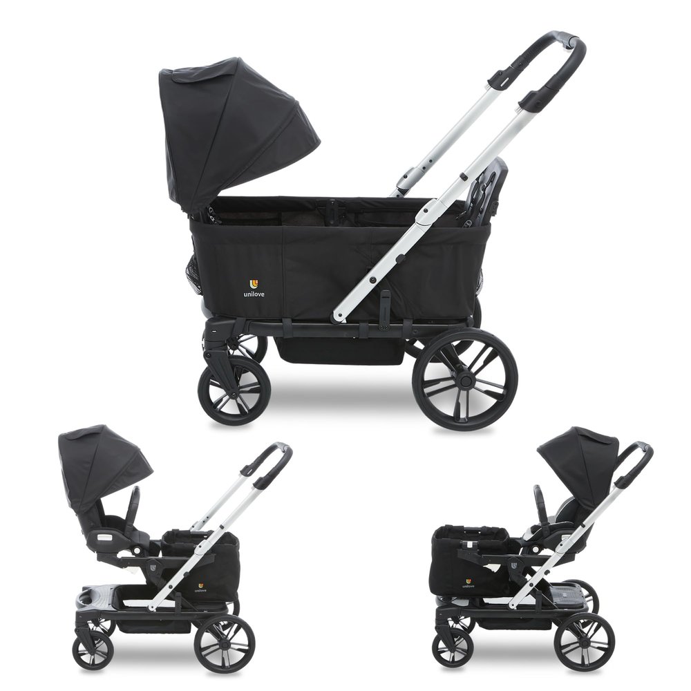 Unilove Trio Trolly Wagon with Stroller Accessories - Convertible Wagon, Single and Double Stroller Up to 31 Configurations