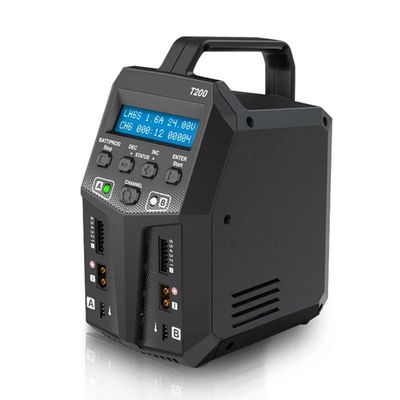 T200 Balance Charger 12A 100W AC/DC Dual Balance Charger 10W Discharger for 1-6S LiHV LiPo Li-ion Life, 1-15S NiMH NiCD, 2-20V Pb Batteries Charging