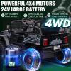 24V Ride On Jeep, Kids 2 Seater Ride On Car Truck w/4WD Motor, Remote Control, 3 Speed, Bluetooth Music, Spring Suspension, LED Light, Kids Electric Car Power Wheels Gift for Boys, Girls - Deep Black view 2
