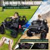 24V Ride On Jeep, Kids 2 Seater Ride On Car Truck w/4WD Motor, Remote Control, 3 Speed, Bluetooth Music, Spring Suspension, LED Light, Kids Electric Car Power Wheels Gift for Boys, Girls - Deep Black view 3