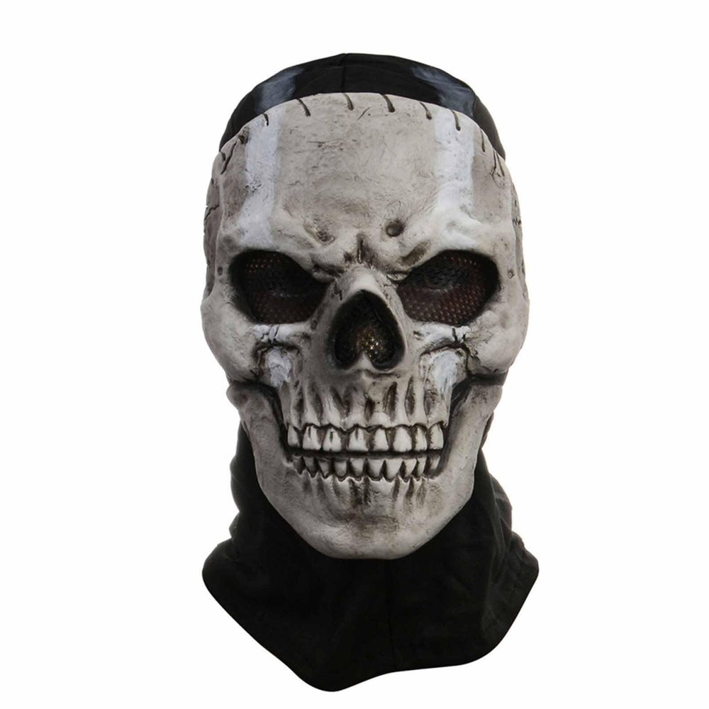 Amonkky Terrifying Headgear Skull Mask Halloween Role Playing Latex Mask Halloween Masquerade Costume props. (A)