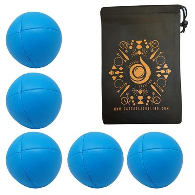 Cascade Juggling 5 x Pro 115g Neon Classic Juggling Balls - Thud Juggling Balls & Bag - Set of 5 (Blue)