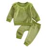 RWYBEIW Toddler Baby Boy Girl Christmas Outfits Furry Green Monster Costume Long Sleeve Fuzzy Sweatshirt Tops and Pants Set (Green, 6-12 Months) view 1