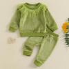 RWYBEIW Toddler Baby Boy Girl Christmas Outfits Furry Green Monster Costume Long Sleeve Fuzzy Sweatshirt Tops and Pants Set (Green, 6-12 Months) view 3