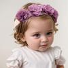 Rannyrena Cute Lace Flower Baby Girls Headband Elastic Floral Head Wrap Baby BirthdayTurban Hairband for Newborn Infant Toddler Kids (Purple A, Adjustable) view 2