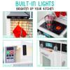 Lil' Jumbl Kids White Small Kitchen Set, Pretend Wooden Play Kitchen, Includes Range Hood, Microwave, Stove Top, Oven That Make Realistic Sound & Light, Pots, Pan, Cutting Board & Utensils Included, view 3