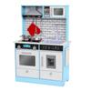 Lil' Jumbl Kids Blue Small Kitchen Set, Pretend Wooden Play Kitchen, Includes Range Hood, Microwave, Stove Top, Oven That Make Realistic Sound & Light, Pots, Pan, Cutting Board & Utensils Included, view 1