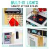 Lil' Jumbl Kids Natural Small Kitchen Set, Pretend Wooden Play Kitchen, Includes Range Hood, Microwave, Stove Top, Oven That Make Realistic Sound & Light, Pots, Pan, Cutting Board & Utensils Included, view 3