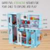 Lil' Jumbl Kids Kitchen Set, Pretend Wooden Play Kitchen with Chalk Board, Play Phone, Towel Rack & Ice Dispenser, Clicking Knobs, Pots & Utensils Included - Blue view 2