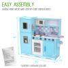 Lil' Jumbl Kids Kitchen Set, Pretend Wooden Play Kitchen with Chalk Board, Play Phone, Towel Rack & Ice Dispenser, Clicking Knobs, Pots & Utensils Included - Blue view 3