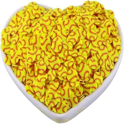 10 Gram Yellow Softball Clay 5mm Slices, Ball Sports Love Polymer Clay, Softball Slime, Nail Art Faux Craft, Decorations,This Product is not Suitable for Children Under 12