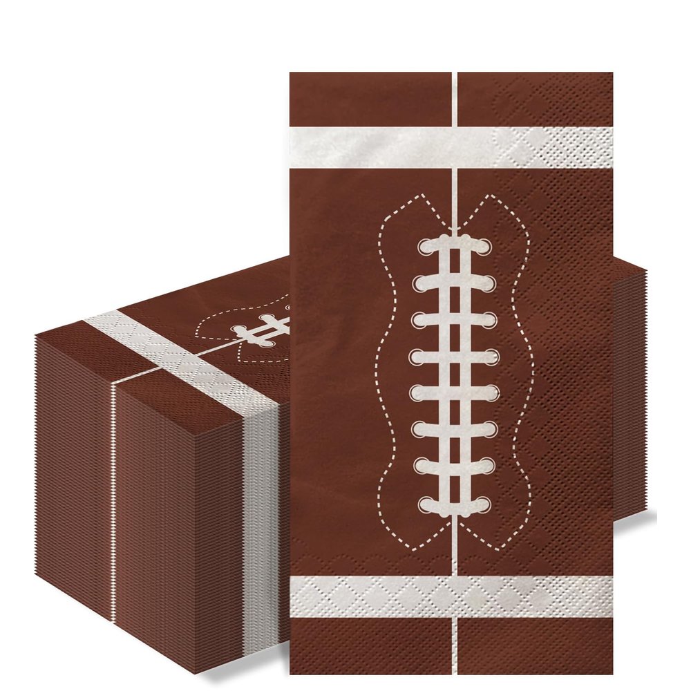 100pcs Football Napkins Disposable Football Hand Towels Napkins Football Paper Napkin Set for Football Party Decorations Football Game Day Event Birthday Party Supplies