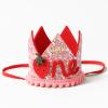 Berry First Birthday Crown, Pink 1st Birthday Hat for Baby Girls, Strawberry 1st Birthday Crown, Sweet One Party Headband for Berry First Birthday Outfit Strawberry Shortcake Decorations (3.3'') view 1
