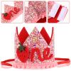 Berry First Birthday Crown, Pink 1st Birthday Hat for Baby Girls, Strawberry 1st Birthday Crown, Sweet One Party Headband for Berry First Birthday Outfit Strawberry Shortcake Decorations (3.3'') view 3