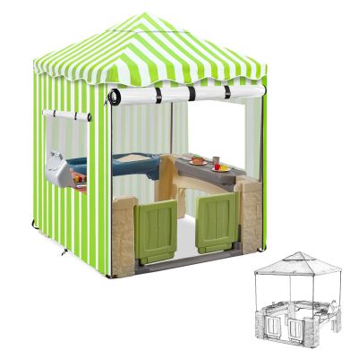 Hadisi Playhouse Cover,600D Heavy Duty Outdoor Waterproof Play House Covers,47.5" W x47.5 D x60 H with Transparent PVC Doors and Windows,Suitable for All Around Playtime Patio with Canopy Playset