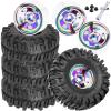 4PCS RC 1.9 in Wheel Tires for 1/10 TRX4 TRX6 SCX10 SCX10 II 90046 SCX10 III AXI03007 Gen7/8 D90 VS4-10 RC Crawler Car,BRCatWPark Alloy 1.9 Beadlock Wheel and Rubber Tires w/Sponge,Colour view 1