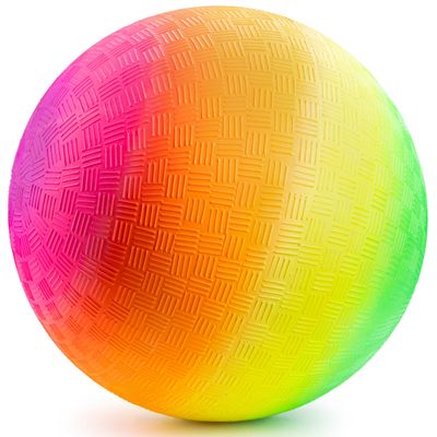 PlayBolt Rainbow Playground Ball - 8.5Inch (Pack of 1) Rubber Bouncy Inflatable Balls for Kids and Adults, Indoor and Outdoor Games, Kickball, Dodgeball, Four Square, and More