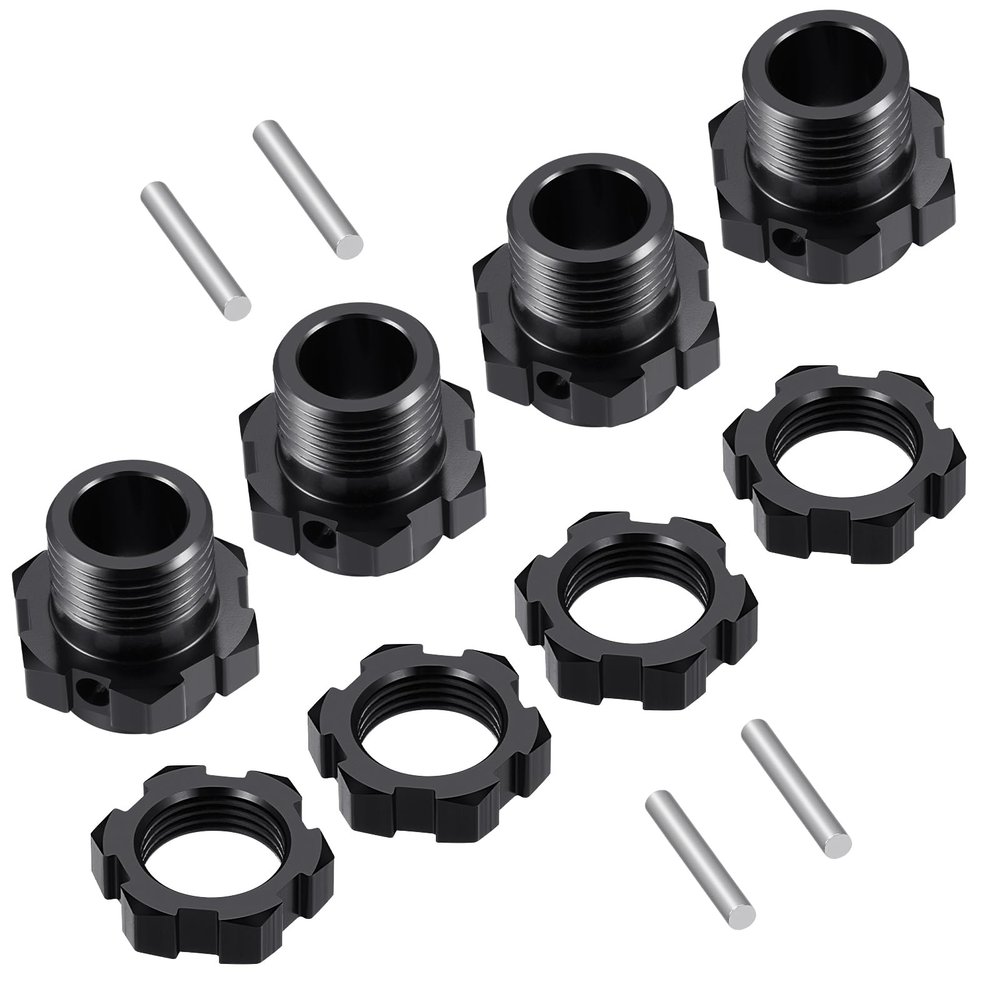 4Pack JGGZONE RC Aluminum 17mm Splined Wheel Hex Hubs Adapter Extended Wheel Hub Drive with Nuts Compatible with 1/8 ARRMA KRATON V4 V5 Upgrade Parts