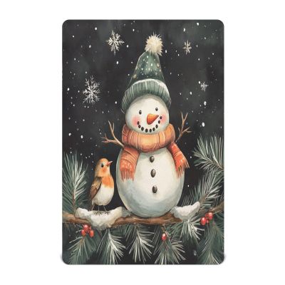 Kigai Christmas Snowmen Crib Sheet for Boys and Girls Jersey Knit Fitted Crib Sheet Cozy Soft Breathable Baby Crib Sheet Standard Baby Sheet and Toddler Bed Sheet, 27 x 39 in