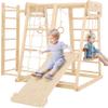 Belleur 8 in 1 Indoor Jungle Gym for Kids 1-6, Wooden Indoor Playground with Slide & Swing, Montessori Climbing Set with Climbing Net & Monkey Bars view 1