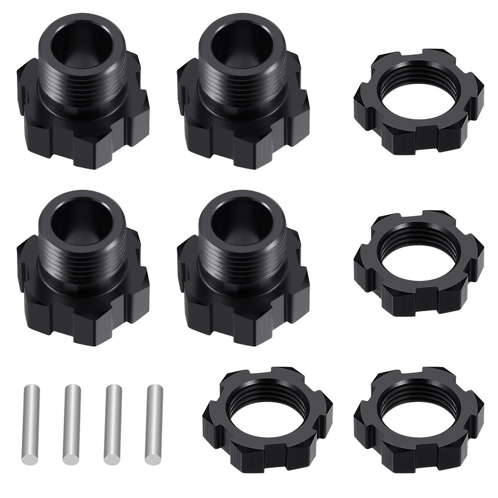 4Pack JGGZONE Aluminum 17mm Splined Wheel Hex Hub Extension Adapter Drive Hub with Nuts Compatible with 1/8 ARRMA KRATON EXB Upgrade Replacement Parts