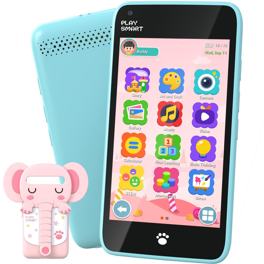 MOMILLA Kids Toys Phone with 3.97" Touchscreen Christmas Birthday Gifts for 3-9 Year Old, Toddler Toys Phone with Music Player Puzzle Games 16 GB Storage Christmas Toys for Boys Girls