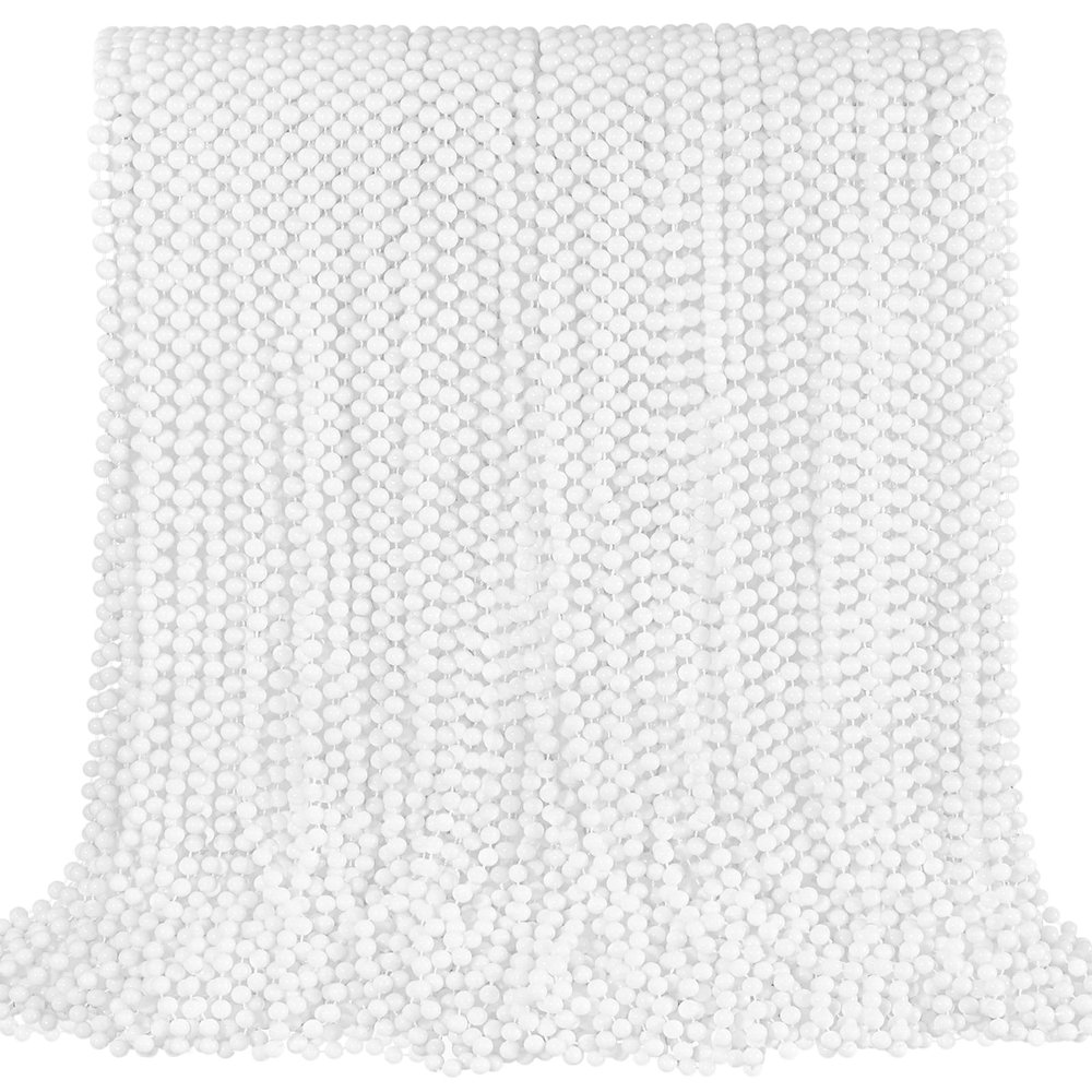 100 PCS White Bead Necklaces, 33" White Mardi Gras Beads, Christmas Beads Necklaces, 4th of July Beads Necklaces, Parade Throws Accessories for Christmas Independence Day New Year Party Favors