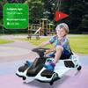 12V Kids Ride On Drift Car, Electric Go-Kart with 7AH 45W Motor, Variable Speed Up to 5 Mph, Built-in Music, Colorful Tail Led Lights, USB, and Low-Power Alarm, Max Load 110 Lbs,White view 3