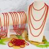 12 PCS Red Bead Necklace, 33" Red Christmas Beads Necklaces, 33" Carnival Beaded Stuff, Mardi Gras Beads Throws, Round Beads Necklaces for Mardi Gras Party Favors Christmas Celebrations Decorations view 4
