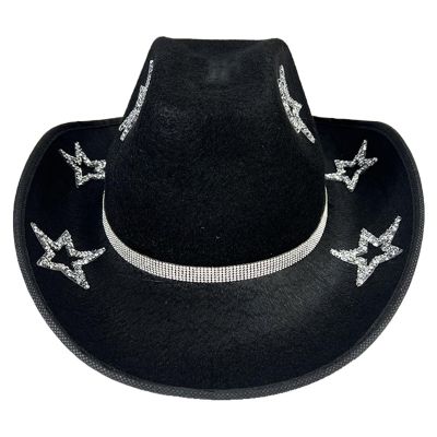 Dsgzkk Jeweled Party Hat Heavy Crystal Panama Hat Surprise Gift for Girl Boys Bride Hat for Carnivals Music Festival Black
