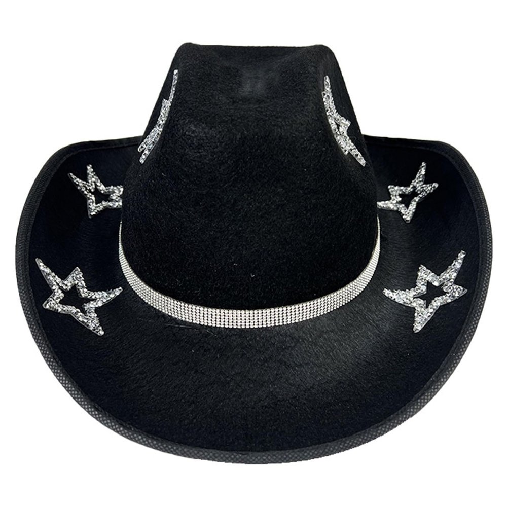 Dsgzkk Jeweled Party Hat Heavy Crystal Panama Hat Surprise Gift for Girl Boys Bride Hat for Carnivals Music Festival Black