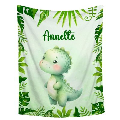 Aniruddha Custom Dinosaur Baby Name Blanket,Personalized Dinosaur Baby Blanket,Custom Blankets with Name for Kids,Customized Blankets for Toddlers Kids Nursery,90"x120"-Family Size