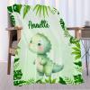 Aniruddha Custom Dinosaur Baby Name Blanket,Personalized Dinosaur Baby Blanket,Custom Blankets with Name for Kids,Customized Blankets for Toddlers Kids Nursery,90"x120"-Family Size view 2