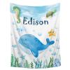 Aniruddha Custom Whale Baby Name Blanket,Personalized Whale Baby Blanket,Custom Blankets with Name for Kids,Customized Blankets for Toddlers Kids Nursery,90"x120"-Family Size view 1