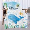 Aniruddha Custom Whale Baby Name Blanket,Personalized Whale Baby Blanket,Custom Blankets with Name for Kids,Customized Blankets for Toddlers Kids Nursery,90"x120"-Family Size view 2
