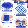 24 PCS Blue Mardi Gras Beads Necklaces, 33" Metallic Patriotic Carnival Beaded Necklaces, 4th of July Costume Necklaces, Mardi Gras Accessories for Gender Reveal Parade Throws Party Decorations view 3