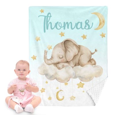 Coifrok Custom Baby Blanket for Boys Girls, Personalized Animal Pattern Blanket with Name, Double Layer Soft Plush Minky with Dotted Backing, Toddler Baby Newborn Shower Gifts