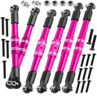 RcarmubWow RC Turnbuckles Tie Rods Linkage Set Upgrades Part for 1/10 Kraton 4x4 4S V2,Outcast 4x4 4S V2,Alloy Aluminium Turnbuckles Camber Links Steering Linkage Rod,Pink