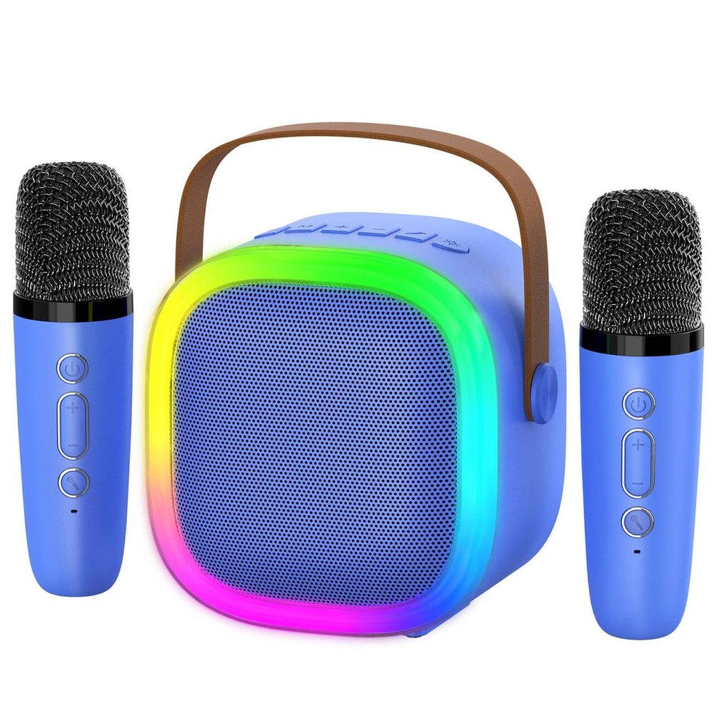 Karaoke Machine for Kids Adults, Portable Bluetooth Speaker with Wireless Microphones and LED Lights, Kids Toys Birthday for Girls and Boys Ages 4,5,6,7,8,9,10,11,12+ Years, Home Party