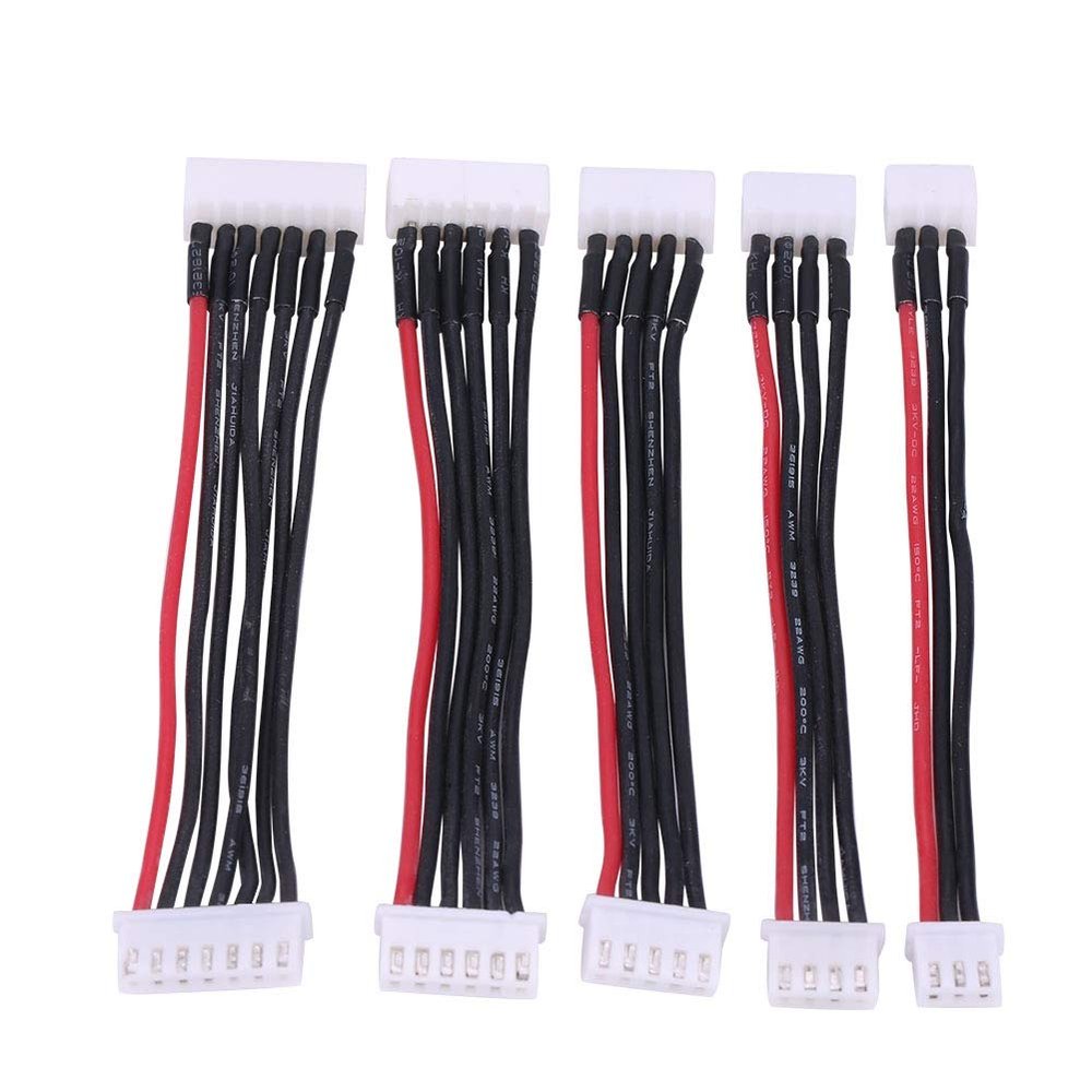 5Pcs Lipo Balance Extension Cable Set, Silicone Wire RC Accessory for 2S / 3S / 4S / 5S / 6S, Silicone Jacket has Good Electrical Insulation Property and Long Service Life